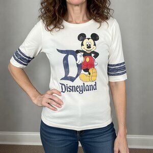 Mickey varsity sporty big D Disney Parks Disneyland Small retro striped sleeve